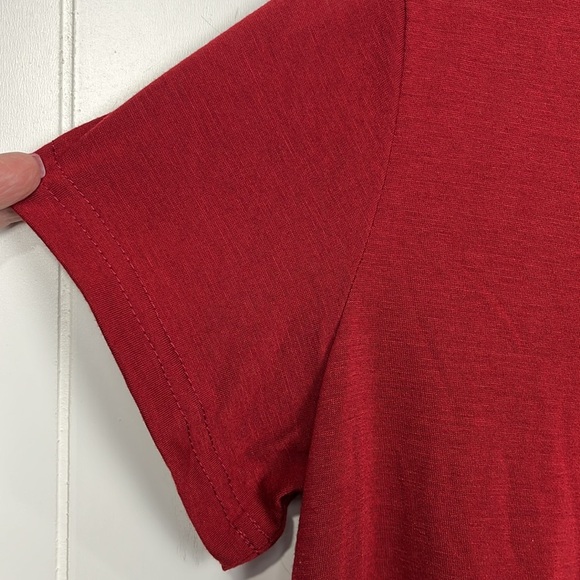 Miss Look Womens Tee Dress S Burgundy Pink Tie Dye Vneck Short Sleeves Graphics - Picture 4 of 12